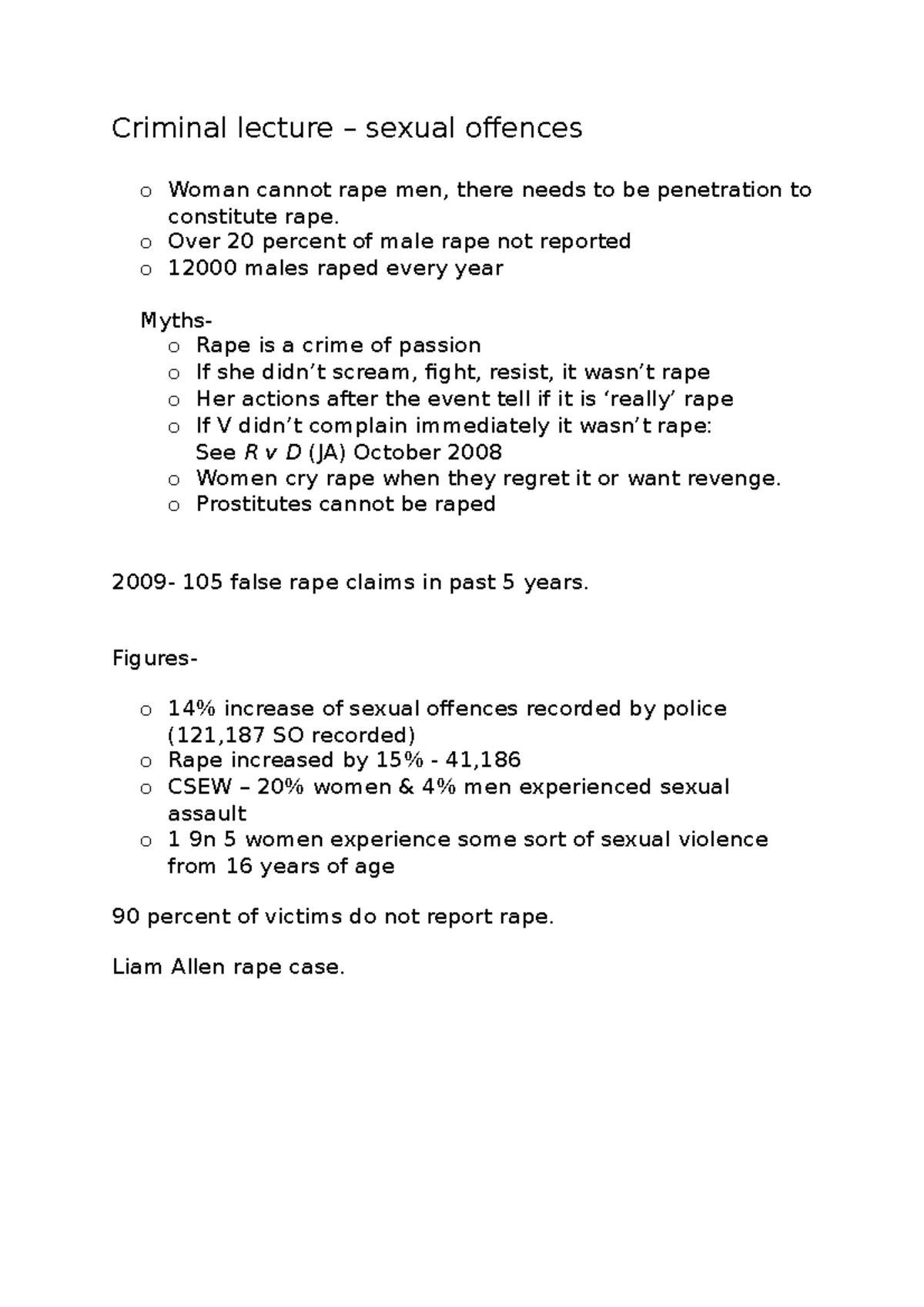 Criminal Lecture- Sexual Offences - Criminal Lecture – Sexual Ofences O ...