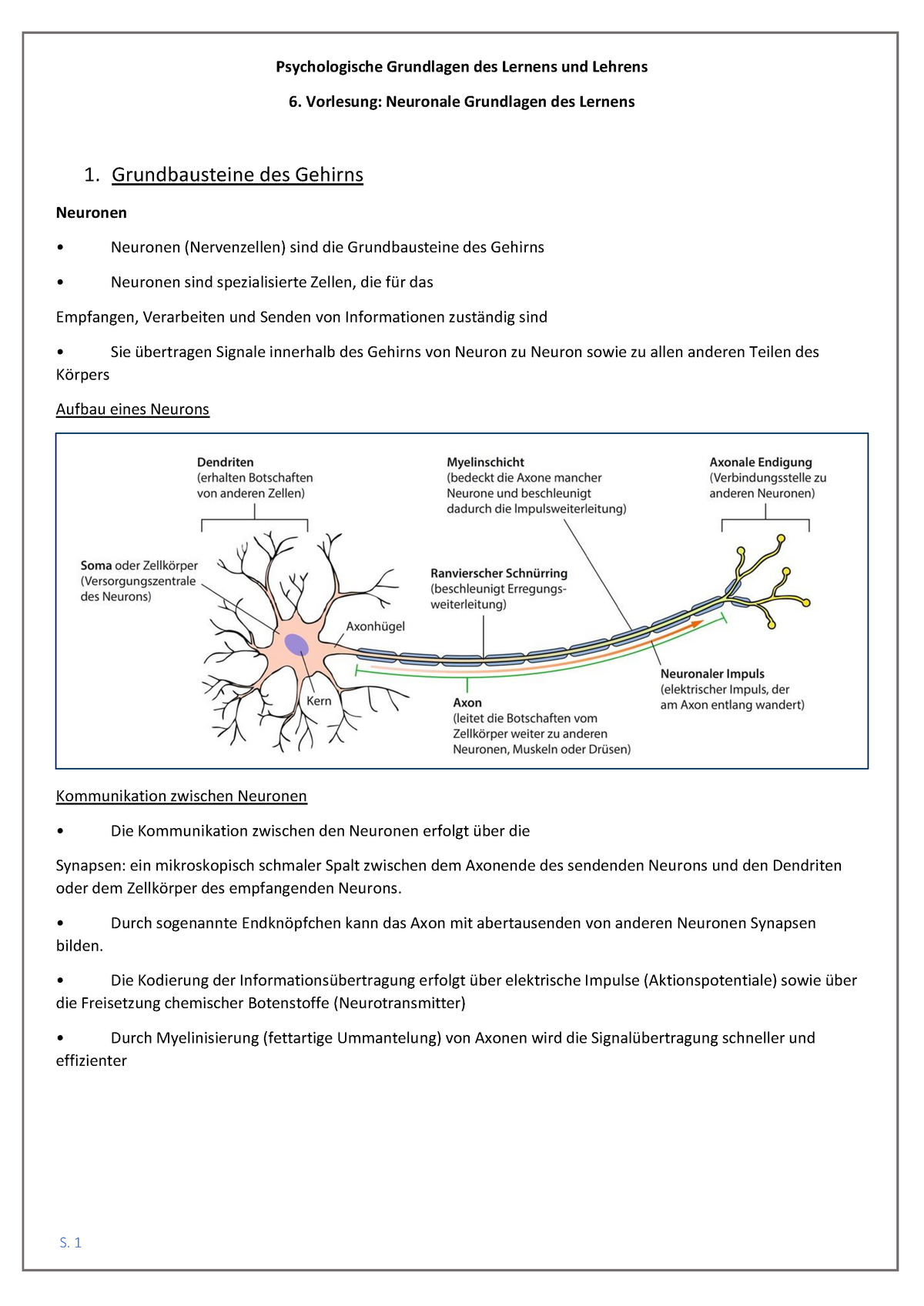 Zusammenfassung Psychologische Grundlagen Des Lernens Und Lehrens - 6 ...