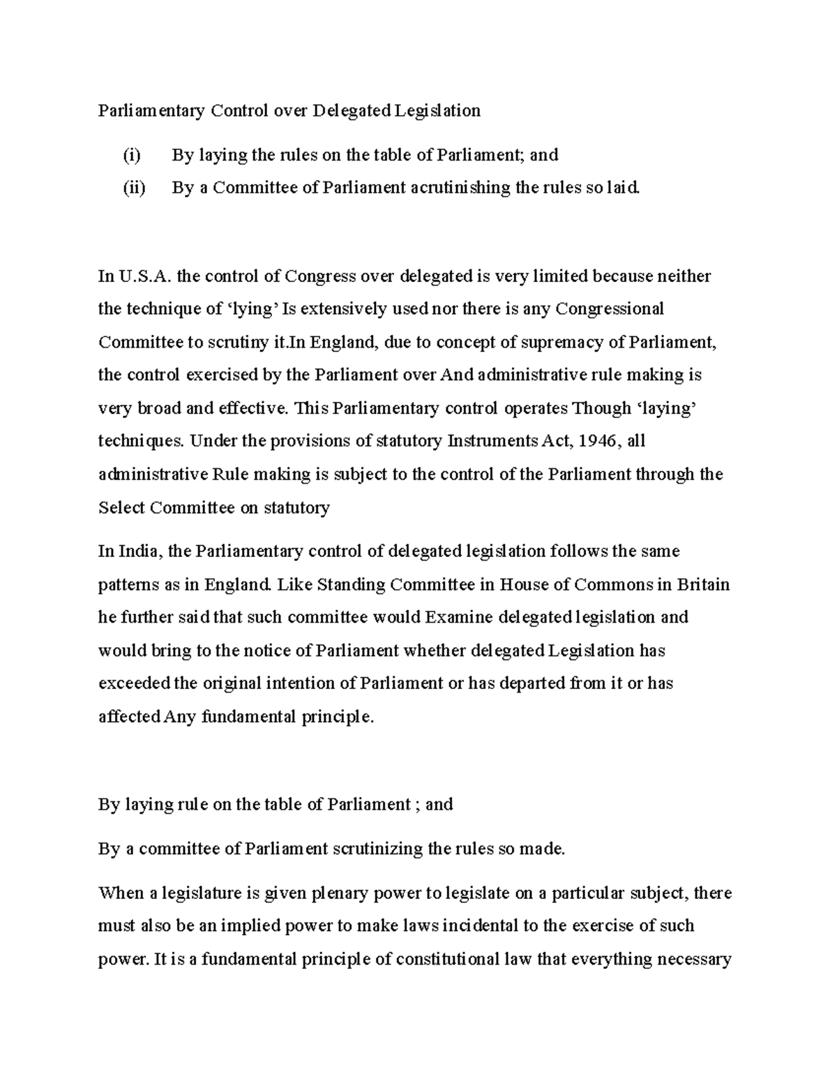 Aman psda assignment - This is useful for law student - Parliamentary ...