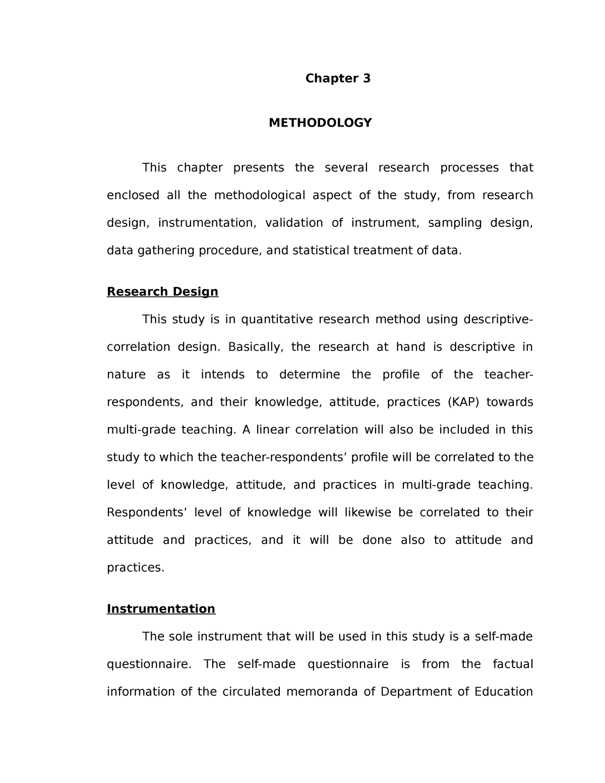 chapter 3 methodology about reading comprehension