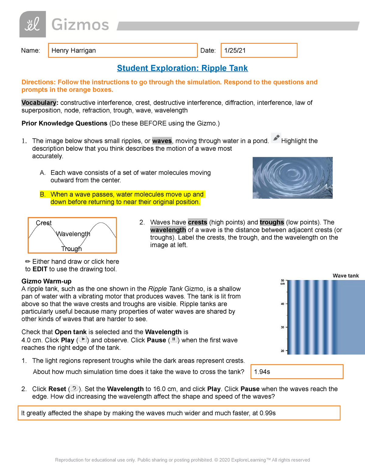 Physical Science Ripple Tank Gizmo Assignment - HSC22 - StuDocu With Worksheet Labeling Waves Answer Key