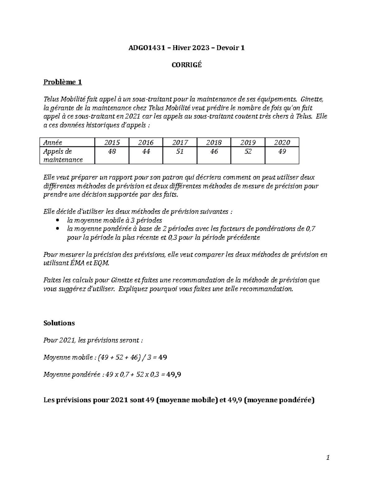 Corrigé - ADGO1431 – Hiver 2023 – Devoir 1 2 - ADGO1431 – Hiver 2023 ...