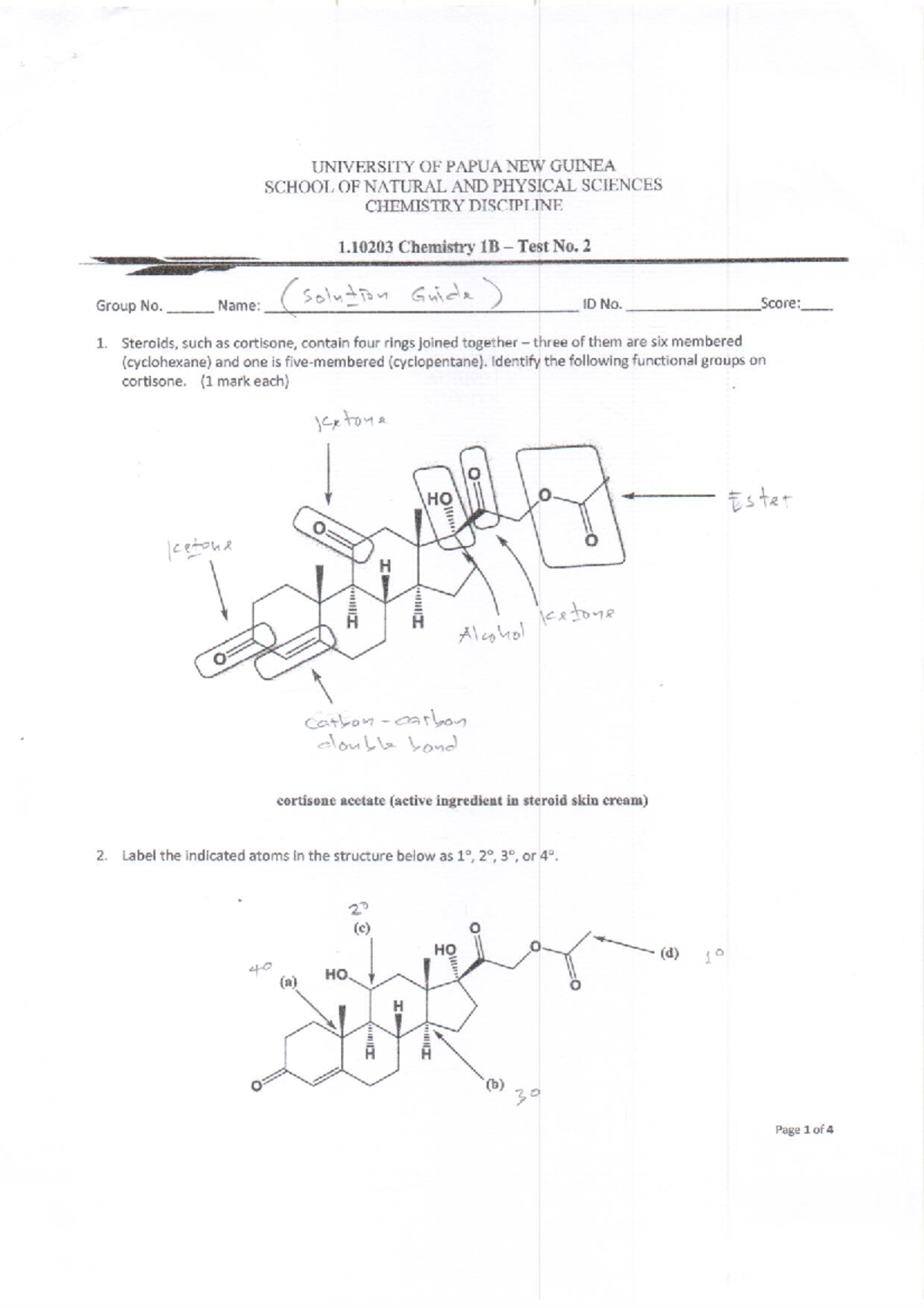 Chem 1b Test No 2 2020 Solution Guide Chemistry 1b Its 1 3