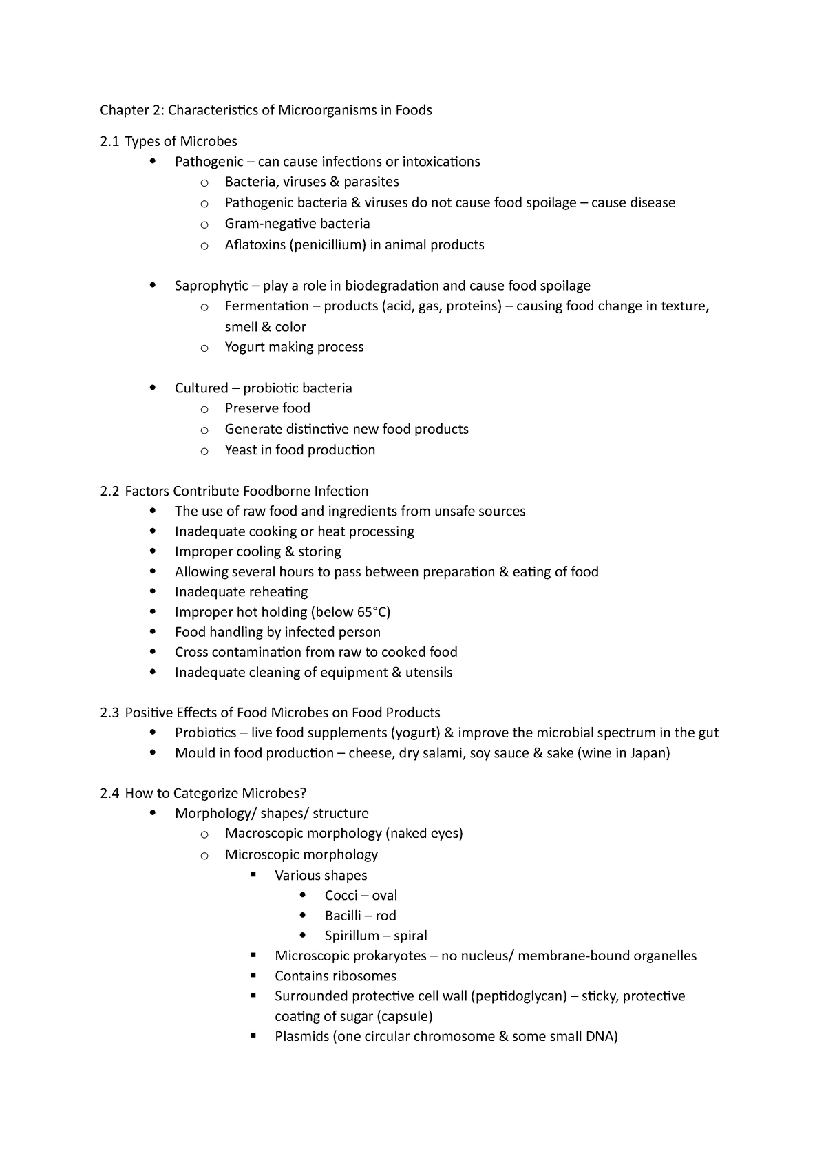 Chapter 2 - 2.1 Types of Microbes 2.2 Factors Contribute Foodborne ...