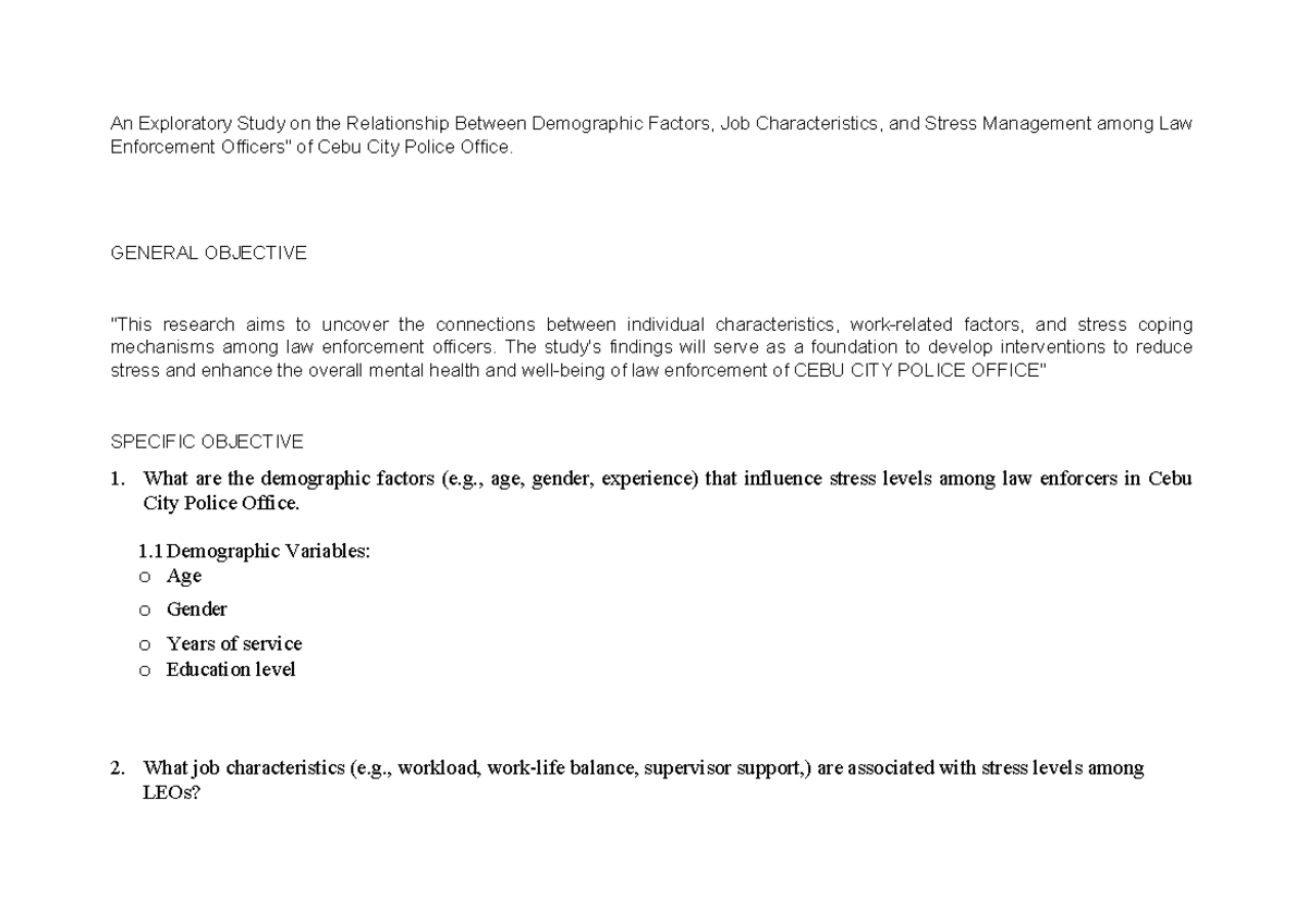 Research Proposal - An Exploratory Study on the Relationship Between ...