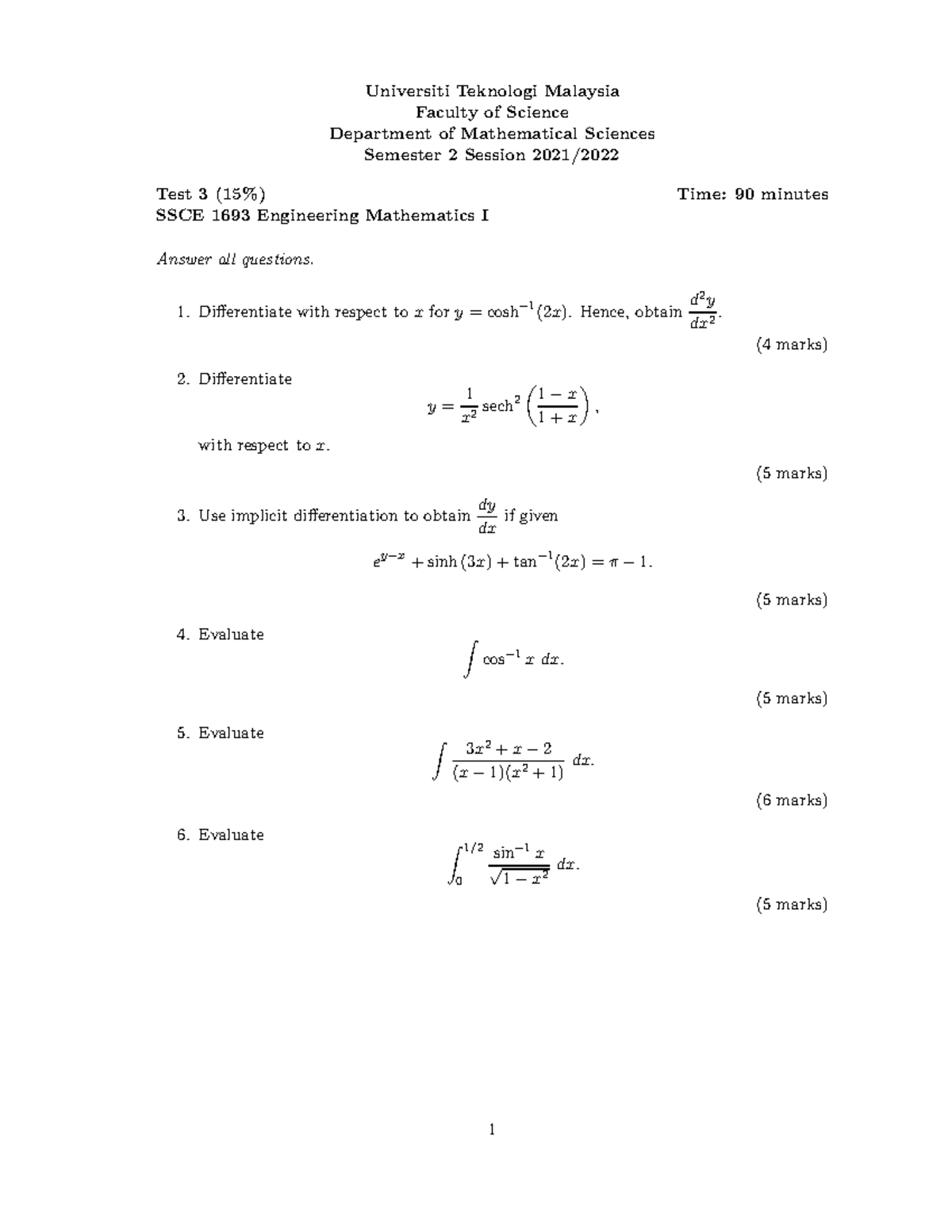 Test3SSCE1693 212202 Q - Universiti Teknologi Malaysia Faculty of ...