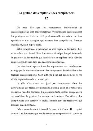 La Gestion Des Emplois Et Des Compétences - 5 - 1 La Gestion Des ...