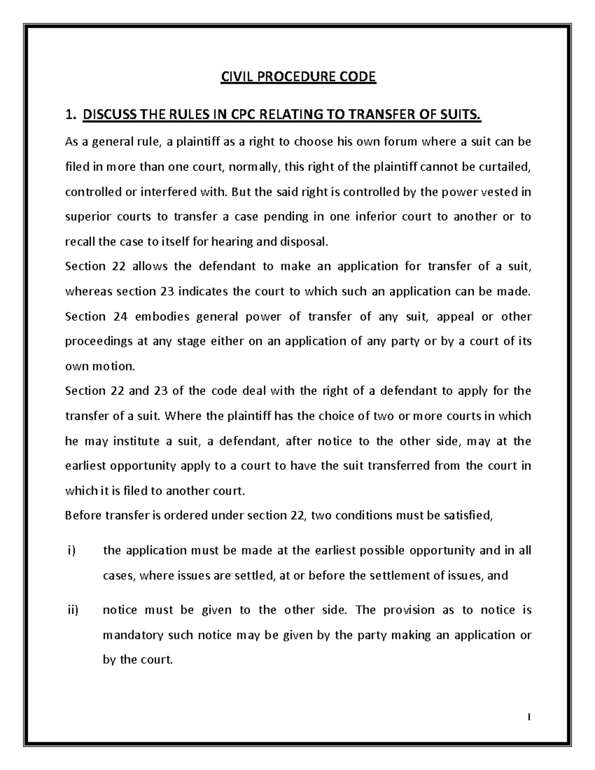 Skhlc - CPC Notes - CIVIL PROCEDURE CODE 1. DISCUSS THE RULES IN CPC ...