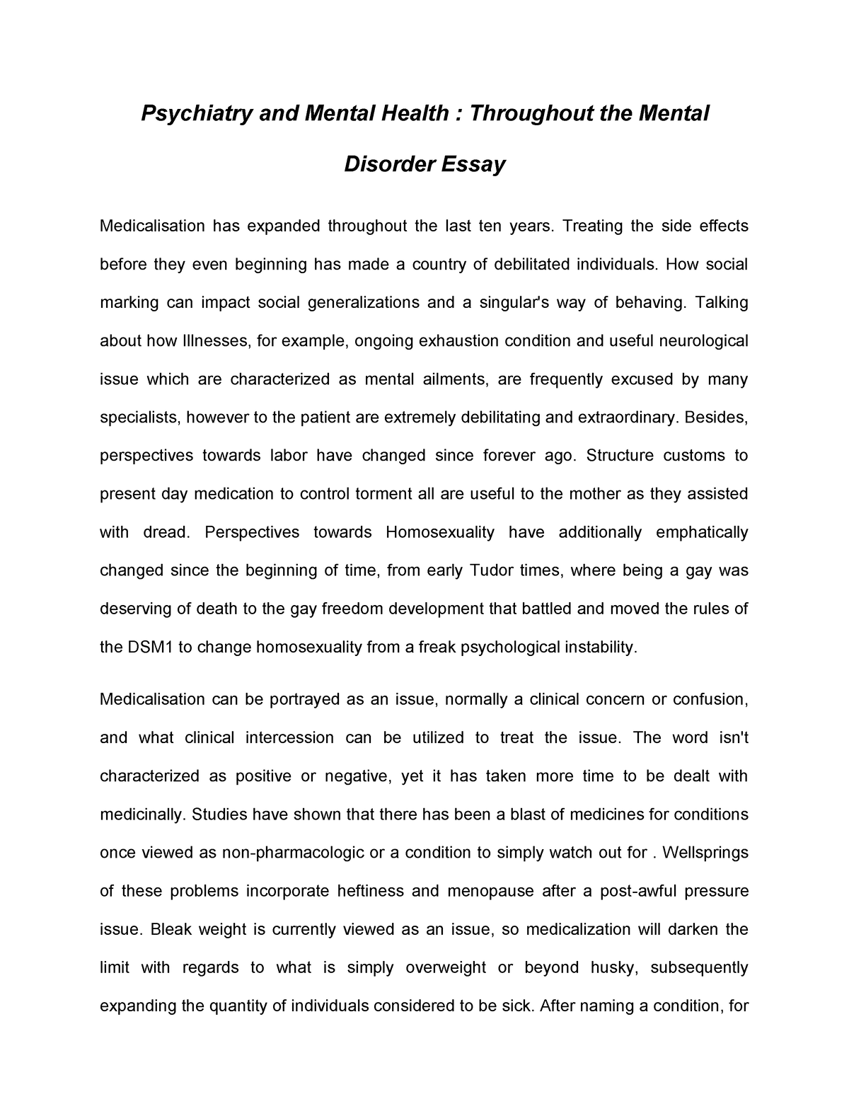 psychiatry essay