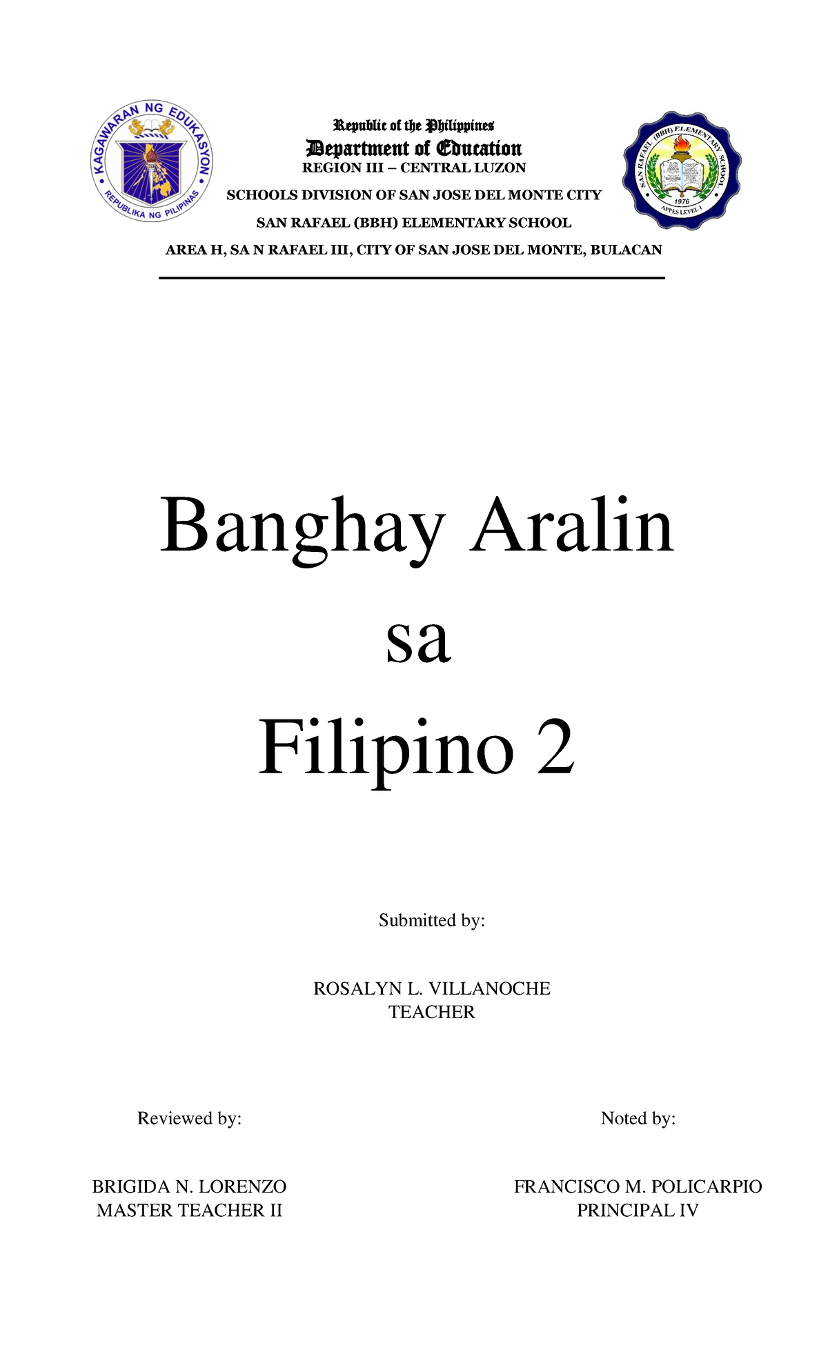 Banghay Aralin Sa FIlipino 2 - Republic Of The Philippines Department ...