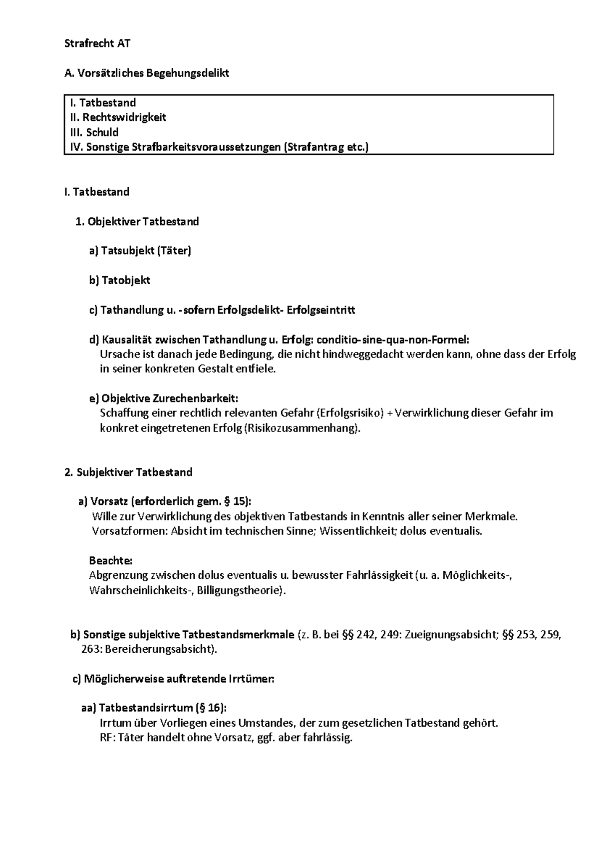 Strafrecht AT - Schemata - Strafrecht AT A. Vors‰tzliches ...