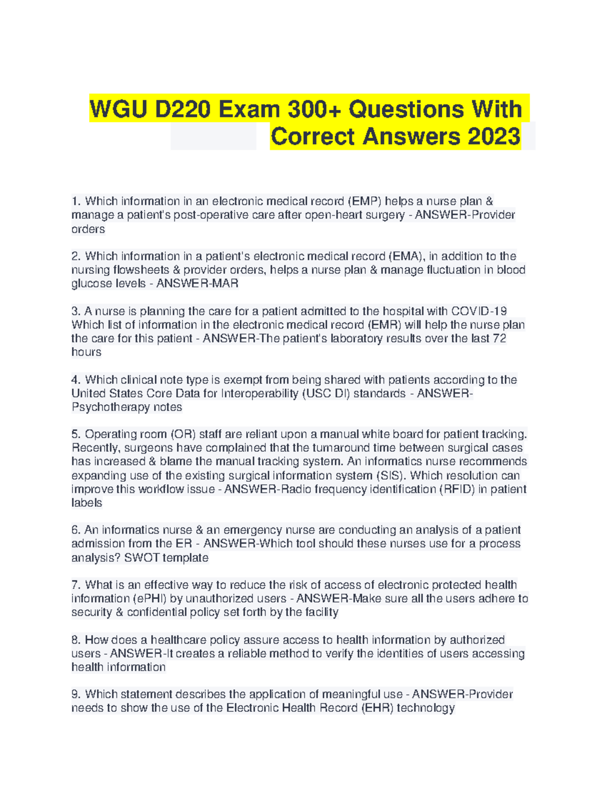 Wgu d220 exam 300 questions with answers 2023 2024 updated download to ...