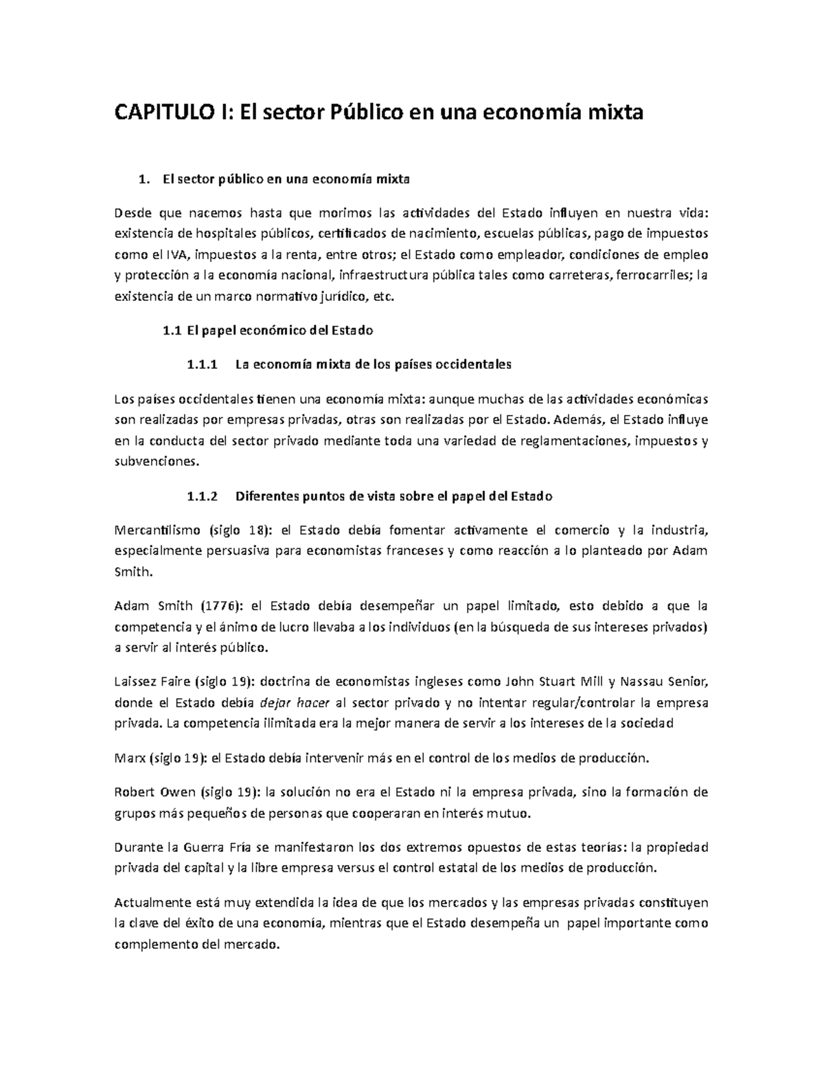 ResumenFinalStiglitz CAPITULO I El sector Público en una economía