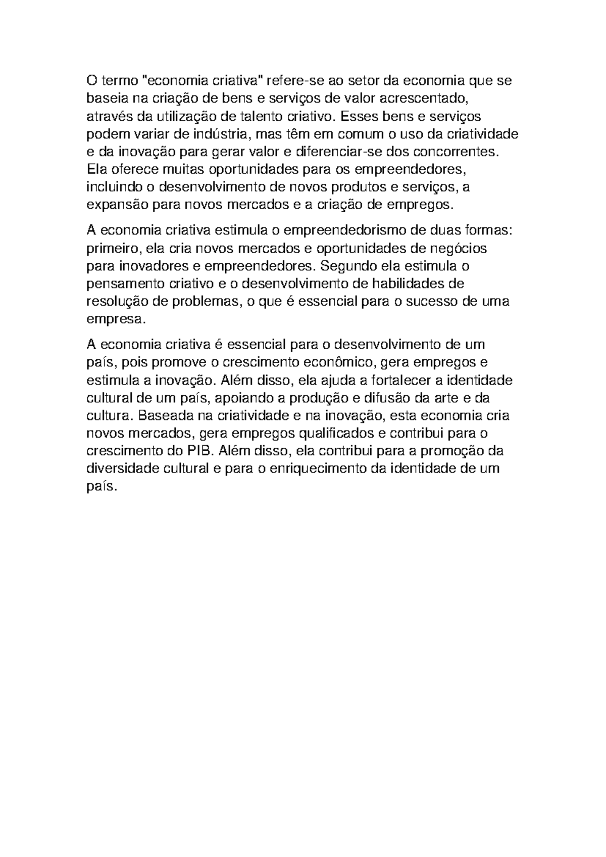 Economia criativa - O termo 