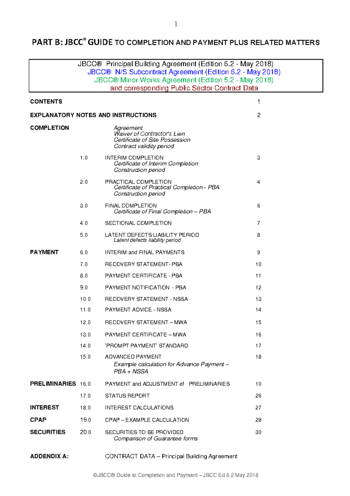 JBCC Guide To Completion And Payment - PART B: JBCC ® GUIDE TO ...