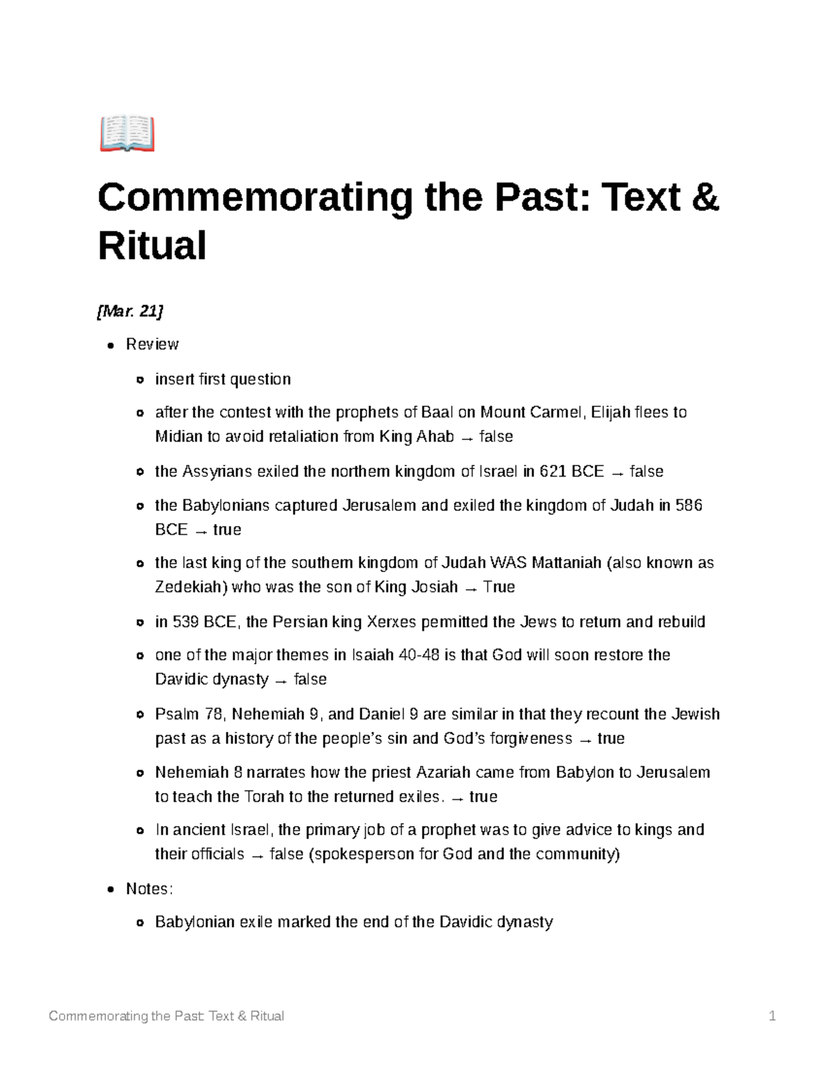 Commemorating the Past Text Ritual Commemorating the Past Text & Ritual 1 Ä Commemorating the