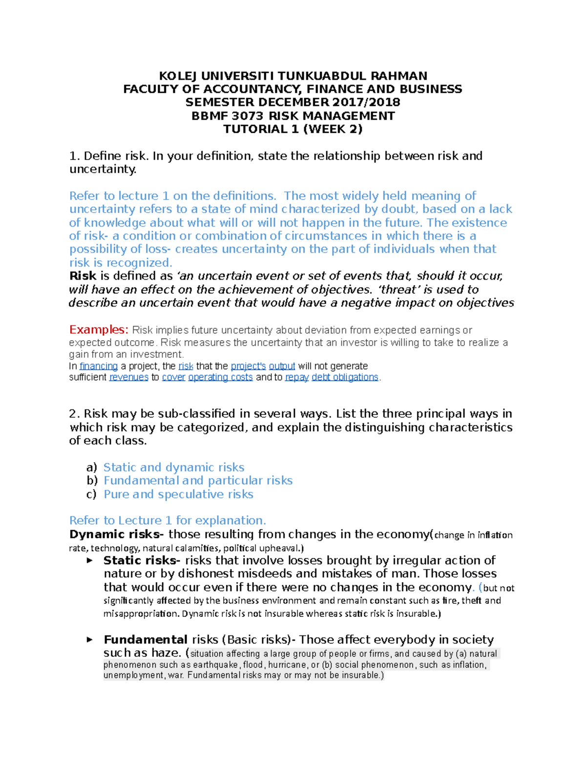 Insurance Definition Speculative Risk / Risk And Insurance