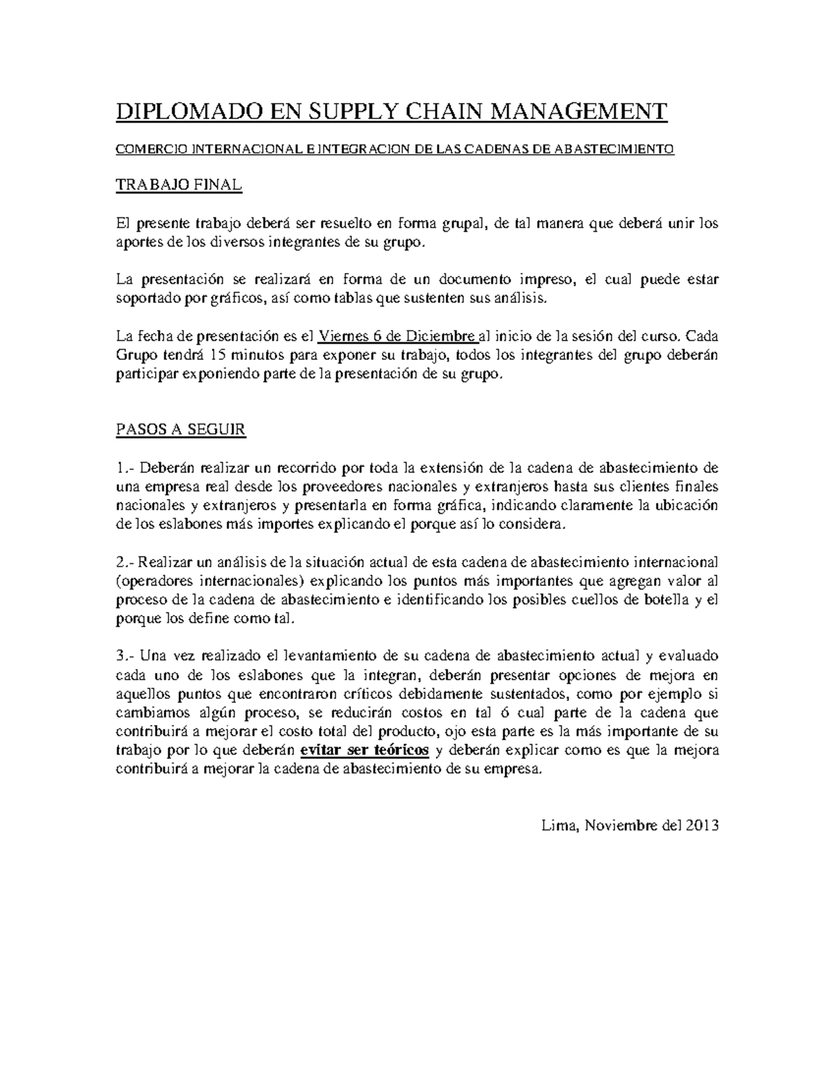 Trabajo Final Diplomado Sede Norte DIPLOMADO EN SUPPLY CHAIN