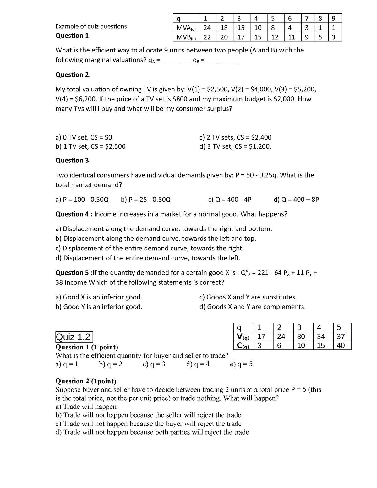 Ex quiz 1 et 1 - Compact version ex = exercises - Example of quiz ...