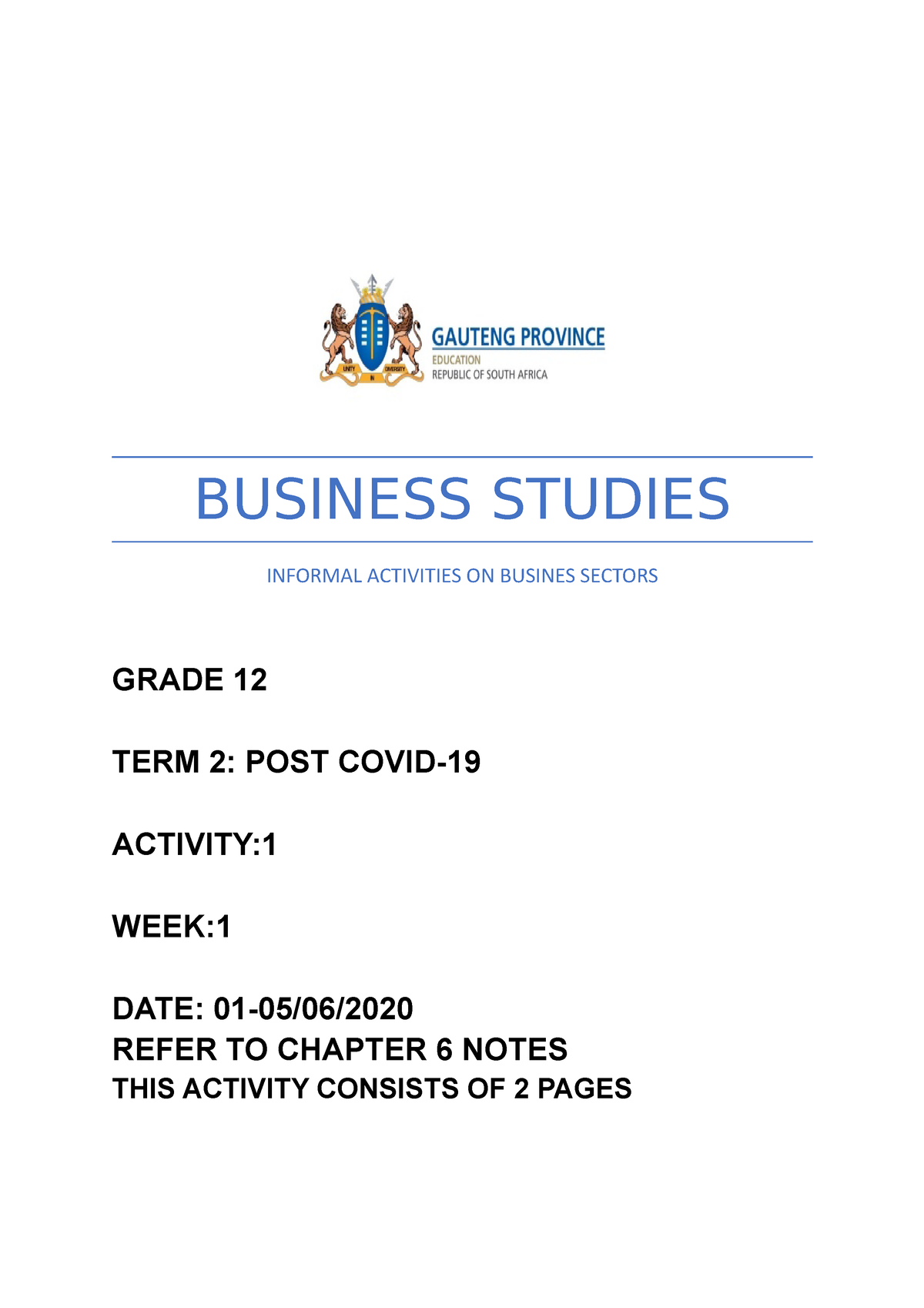 business studies grade 12 assignment term 2