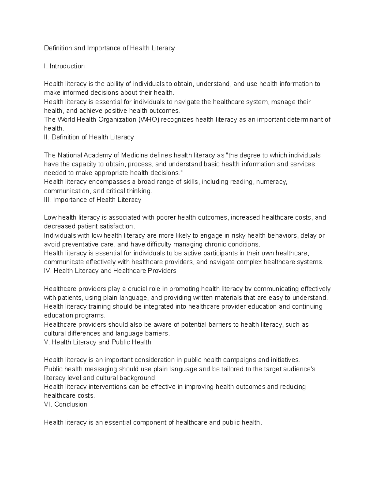 Health Communications (HLE2410) Lecture 4 Definition and Importance