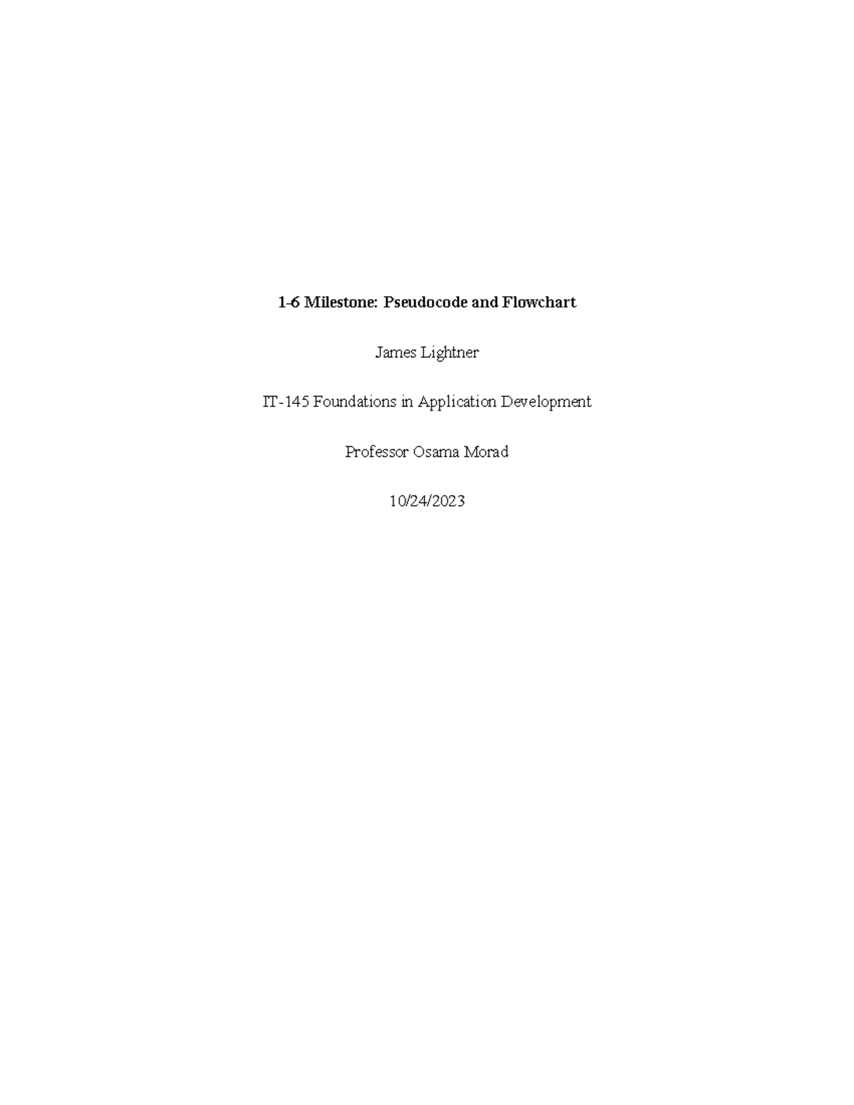 1 6 milestone pseudocode and flowchart studocu