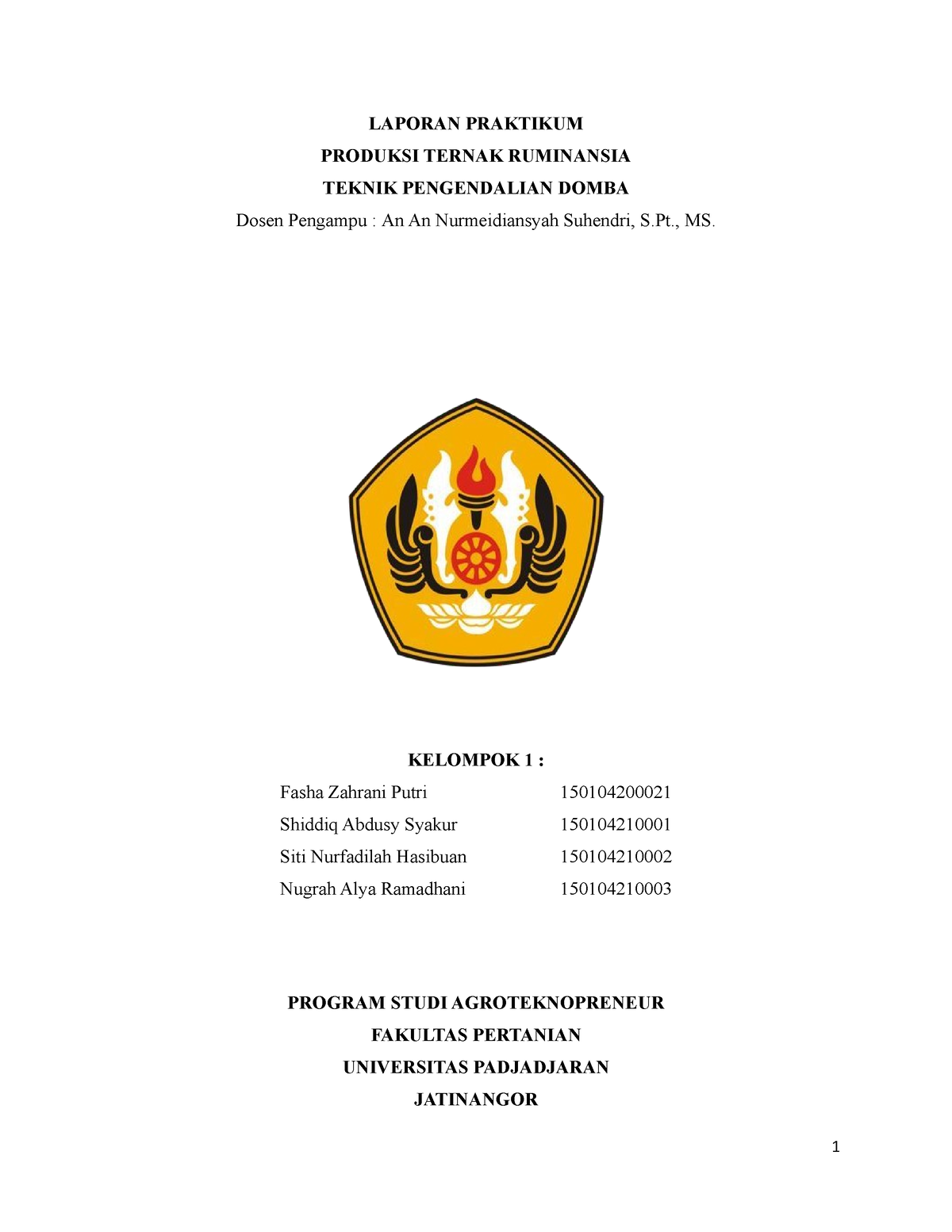 4. Laporan Praktikum Pengendalian Domba - LAPORAN PRAKTIKUM PRODUKSI ...