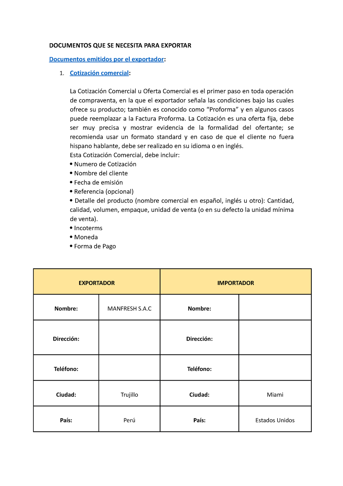 Documentos QUE SE Necesita PARA Exportar - DOCUMENTOS QUE SE NECESITA ...