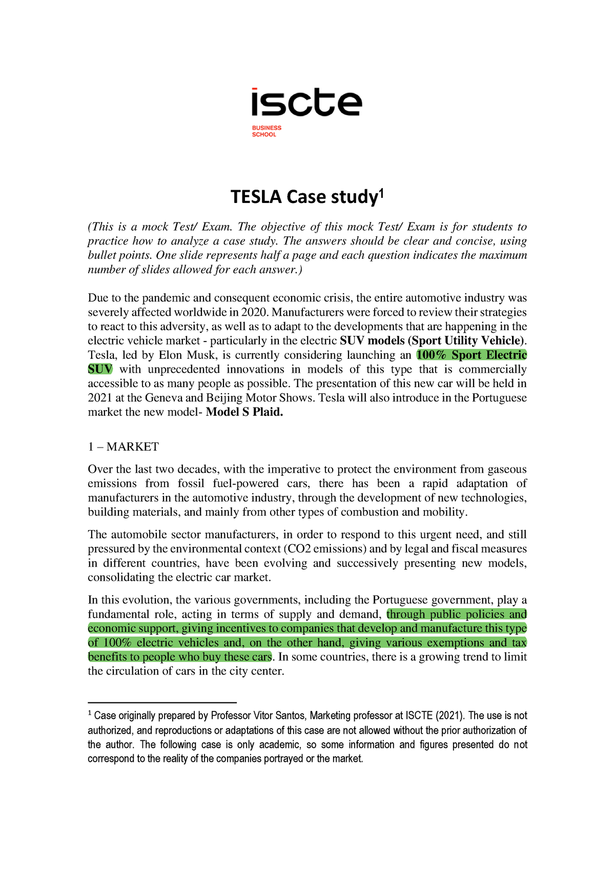 tesla case study questions