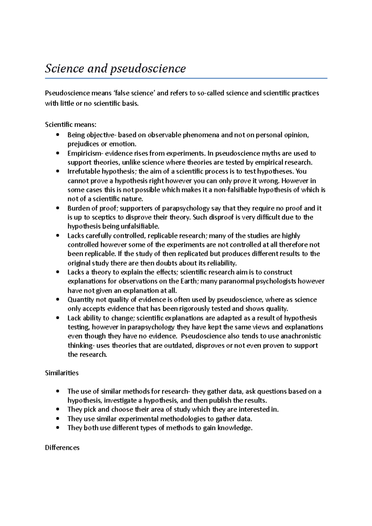 Anomalistic psychology - Science and pseudoscience Pseudoscience means ...