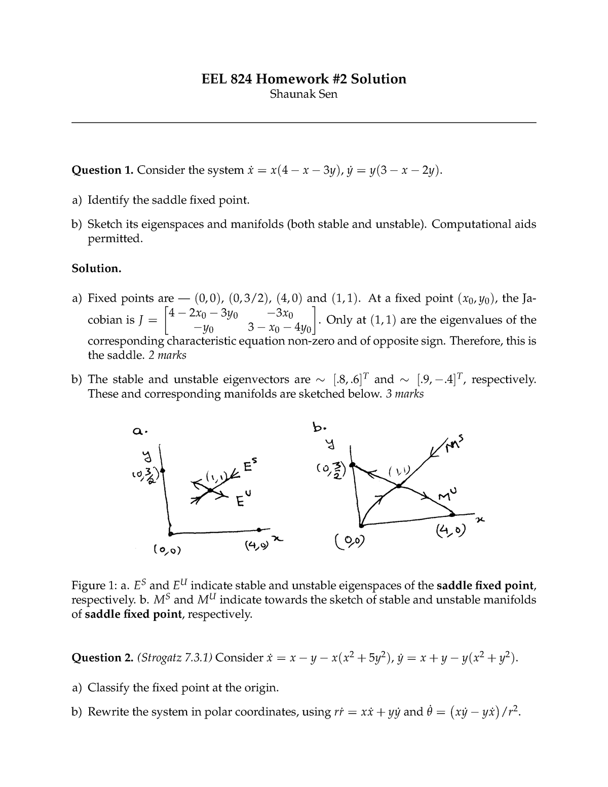 HW2 Solution - Nonlinear Systems - EEL 824 Homework #2 Solution Shaunak ...