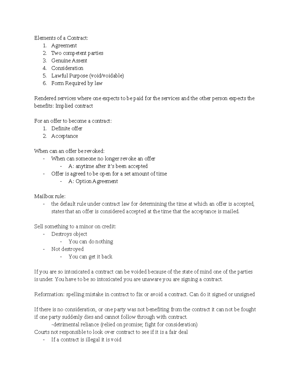 test-2-review-elements-of-a-contract-1-agreement-2-two-competent