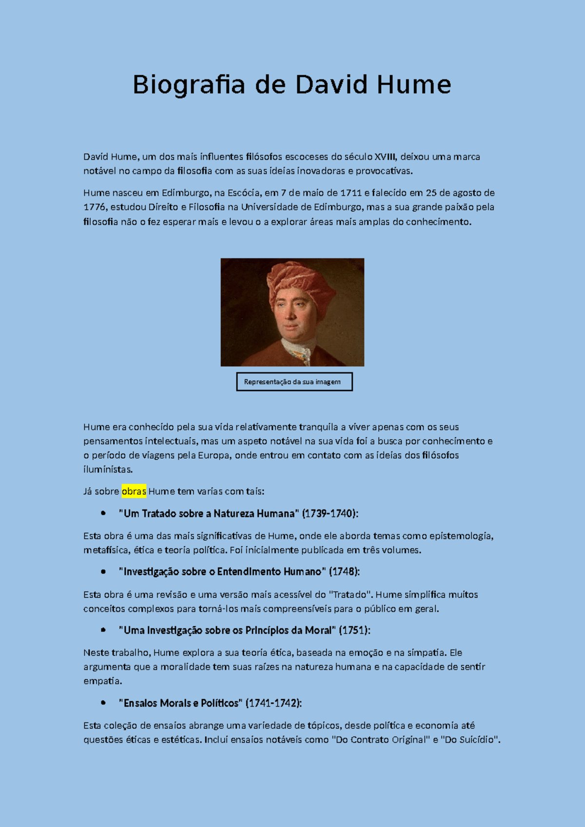 Biografia de David Hume - Biografia de David Hume David Hume, um dos ...