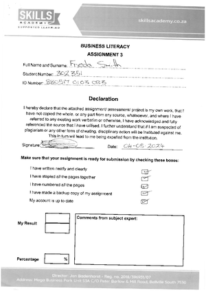 Entrepreneurship and Business Management N5 - Assignment 2 - Question 1 ...