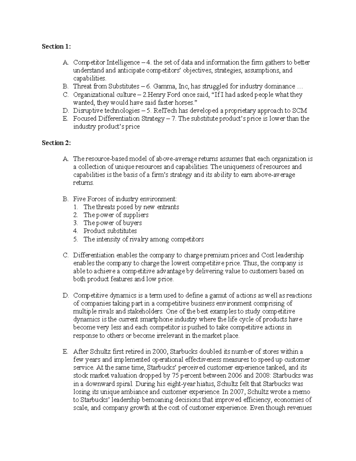 Mid MGT - Corporate Strategy - Section 1: A. Competitor Intelligence ...