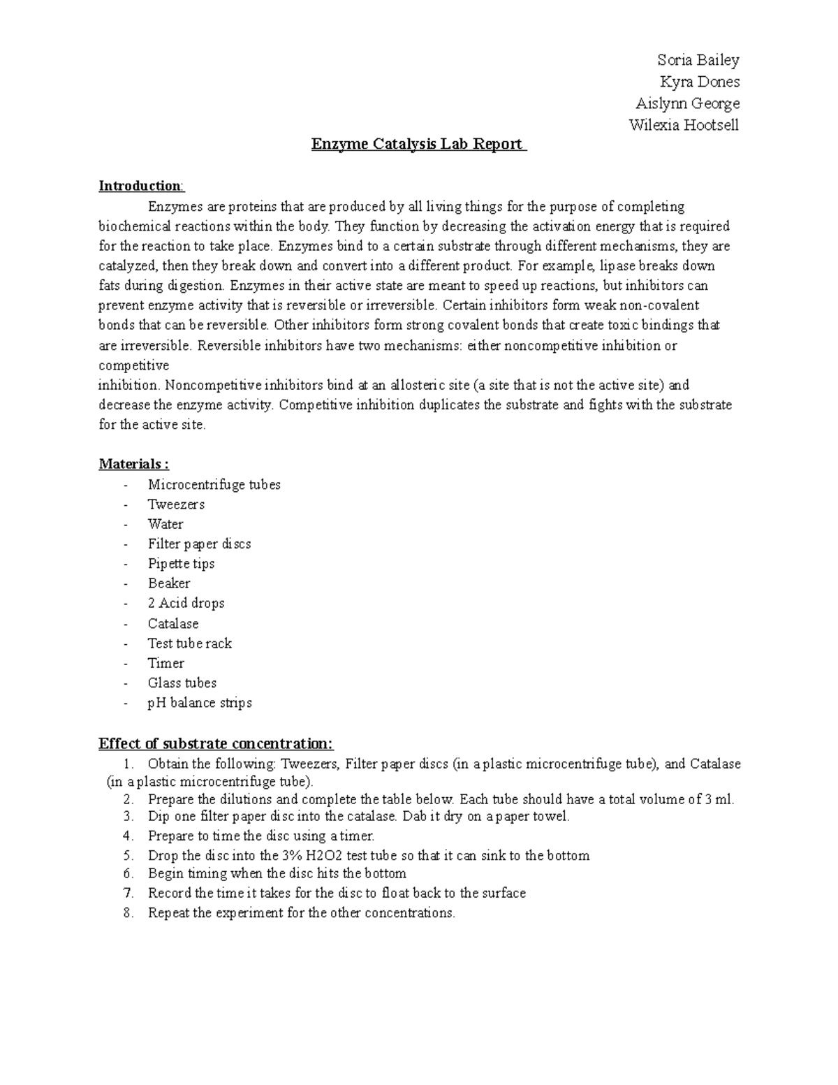 experiment biocatalysis lab report