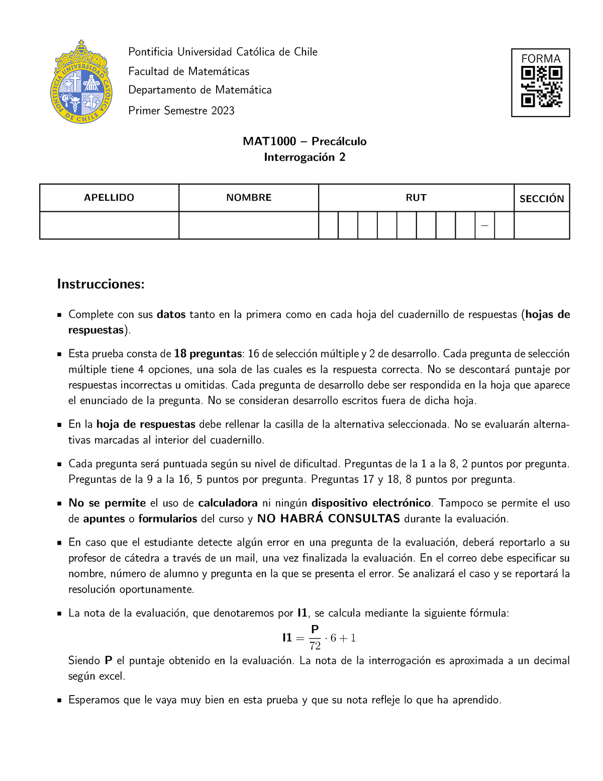 MAT1000 I2 Cuadernillo Forma 1 - Pontificia Universidad Cat ́olica De ...