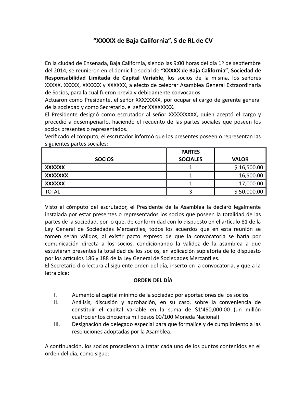 Modelo De Acta De Asamblea De Aumento De Capital Word