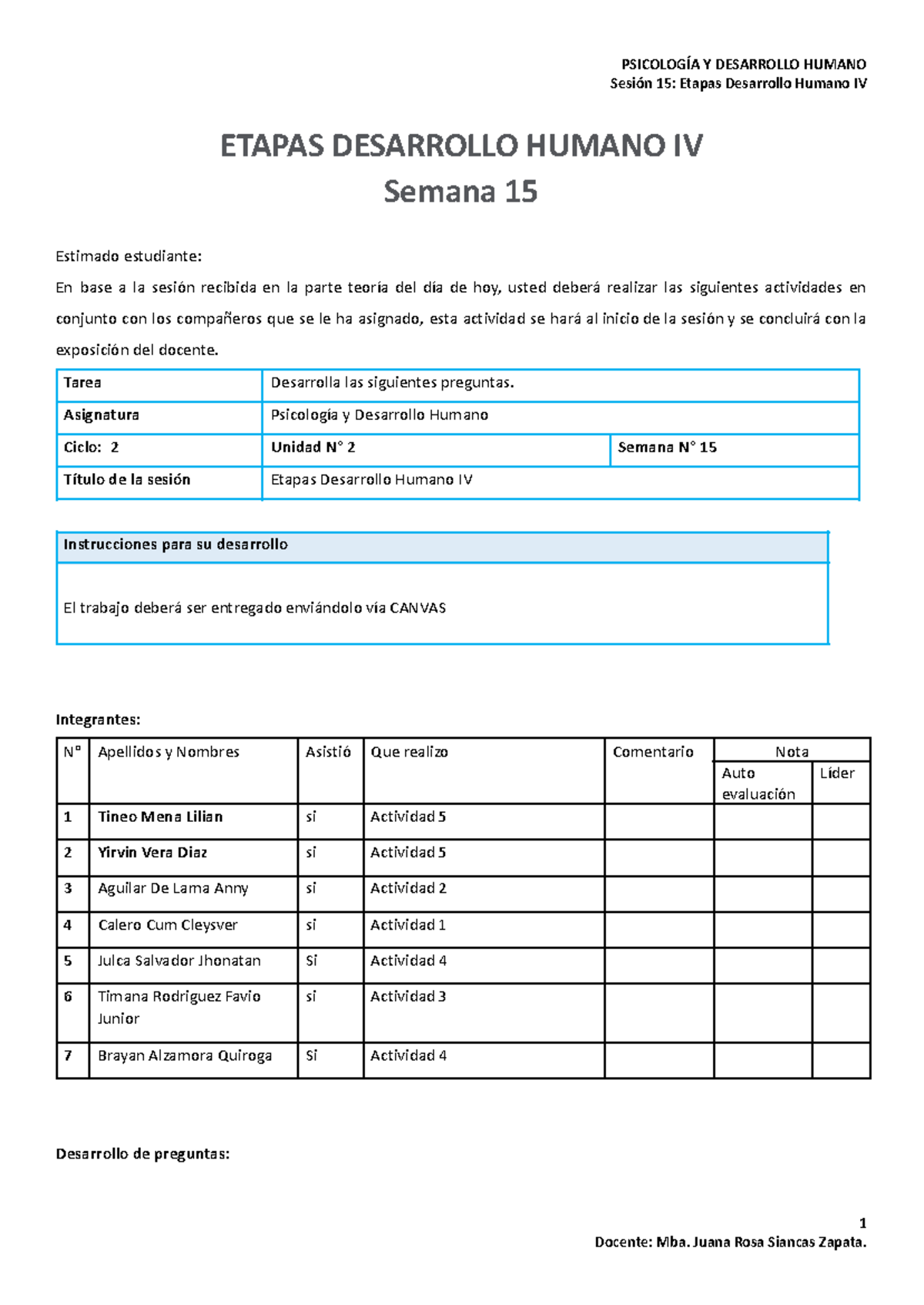 Ultimo Actividad Practica 15 Etapas Desarrollo Humano IV - Sesión 15 ...