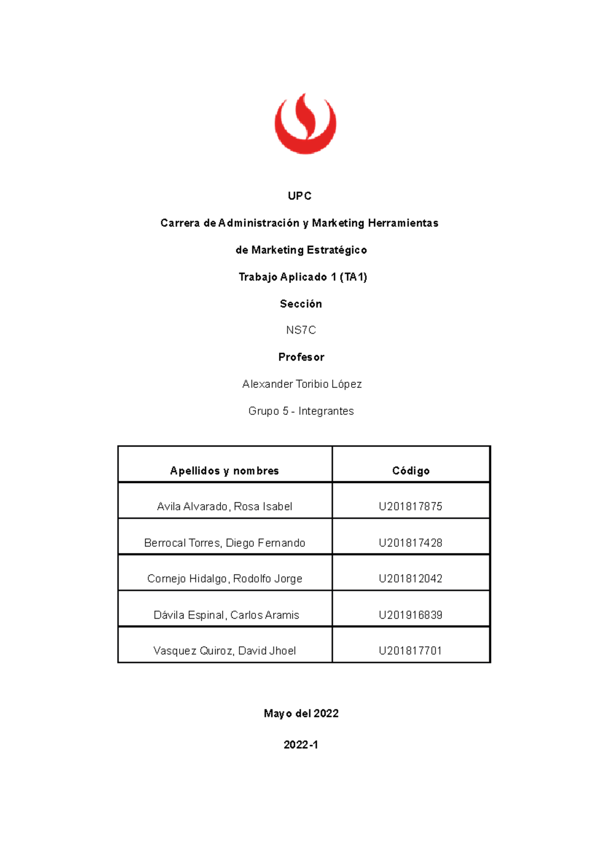 TA Precios - UPC Carrera de Administración y Marketing Herramientas de ...