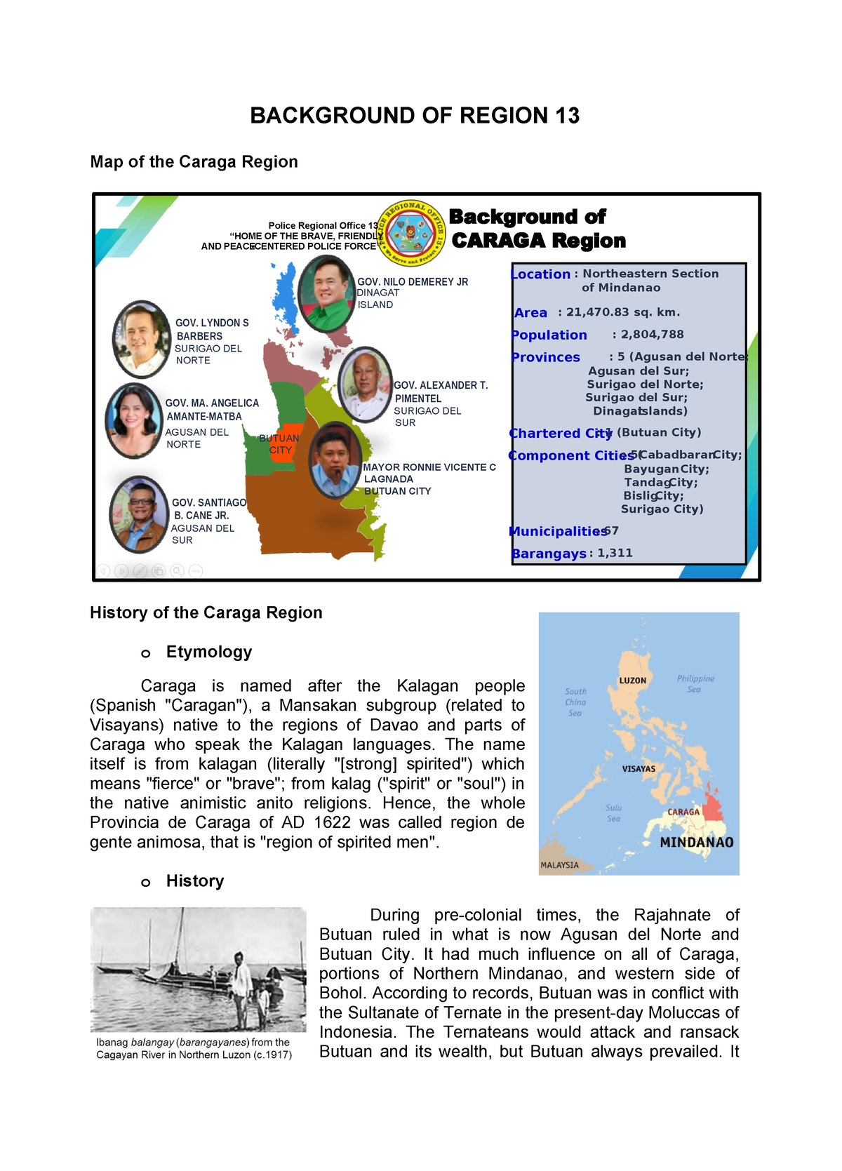 Caraga Profile History Background Of Region 13 Map Of The Caraga