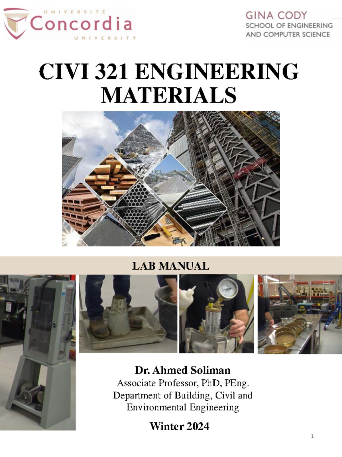 Lab manual (2024) - CIVI 321 ENGINEERING MATERIALS Winter 2024 LAB ...