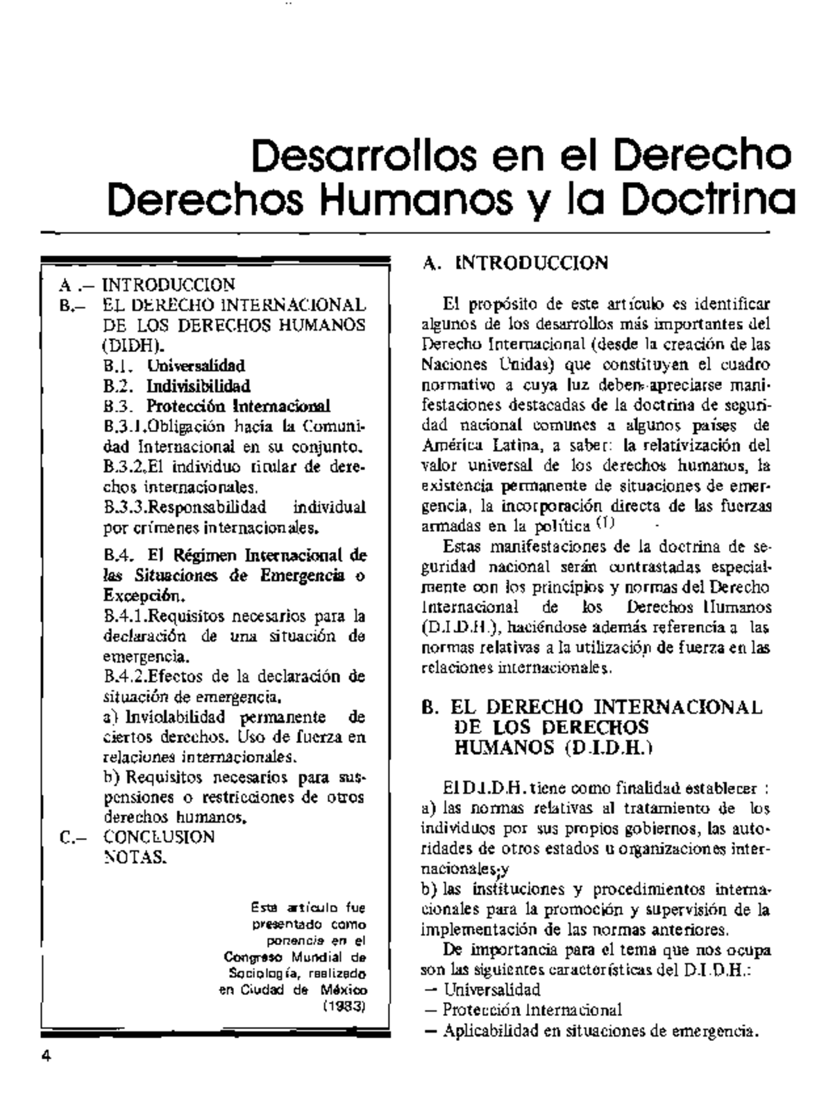 Desarrollos en el derecho internacional de los derechos humanos y la ...