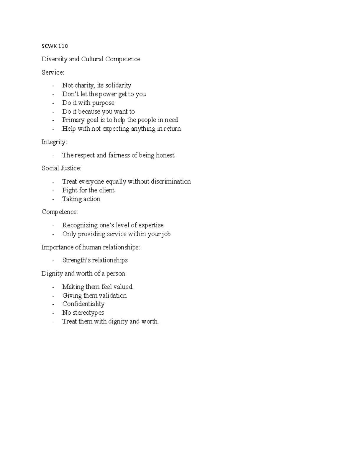 SCWK 110 Diversity and Cultural Competence - SCWK 110 Diversity and ...