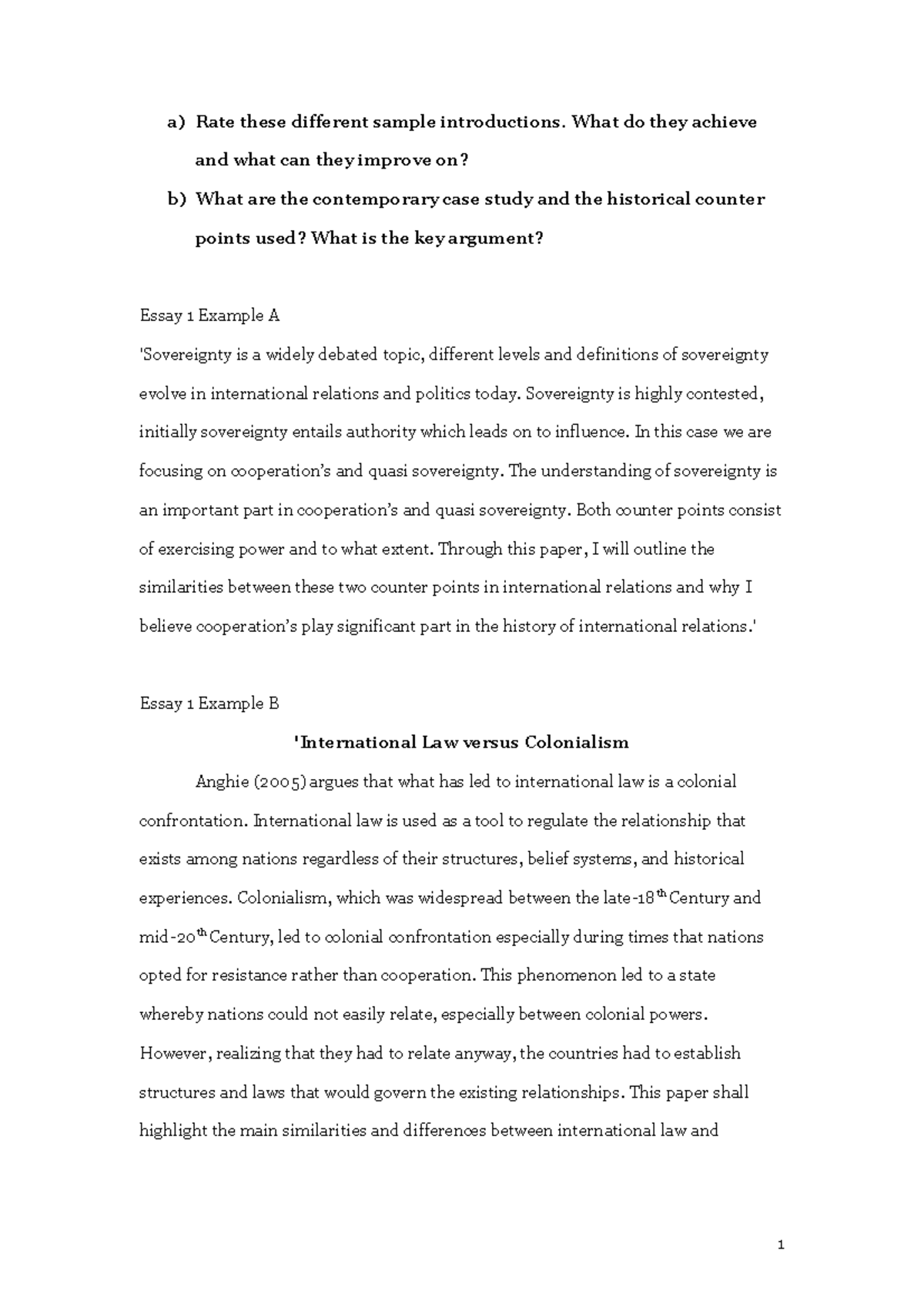 Essay 1 Sample extracts Exercise a) Rate these different sample