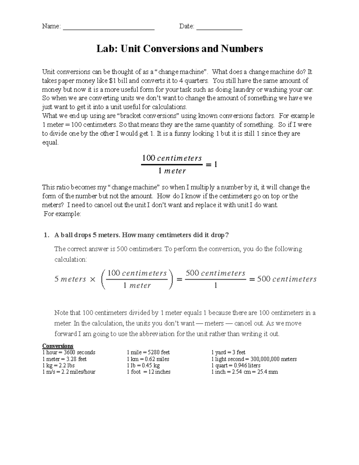 Lab 2 Number and Conversions - Name: __________________________ Date ...