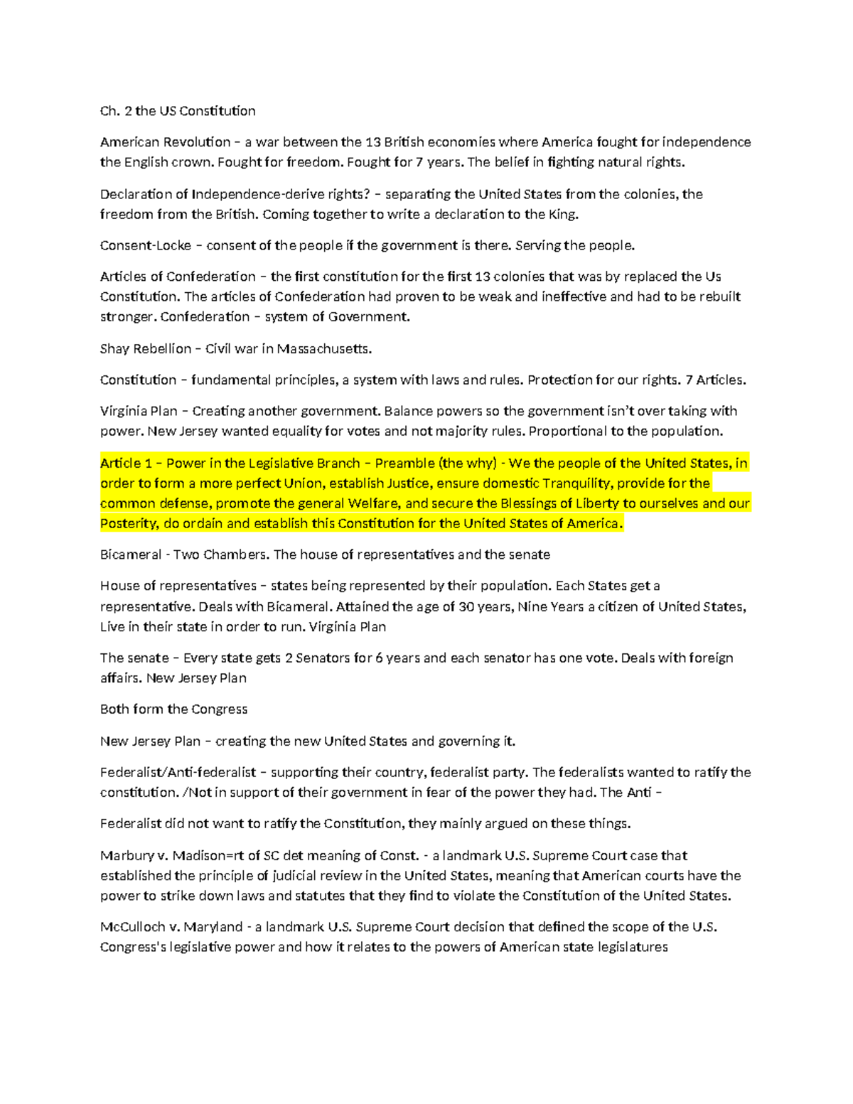 POS 2041 2021 Study guide Ch. 2 11 12 15 - Ch. 2 the US Constitution ...