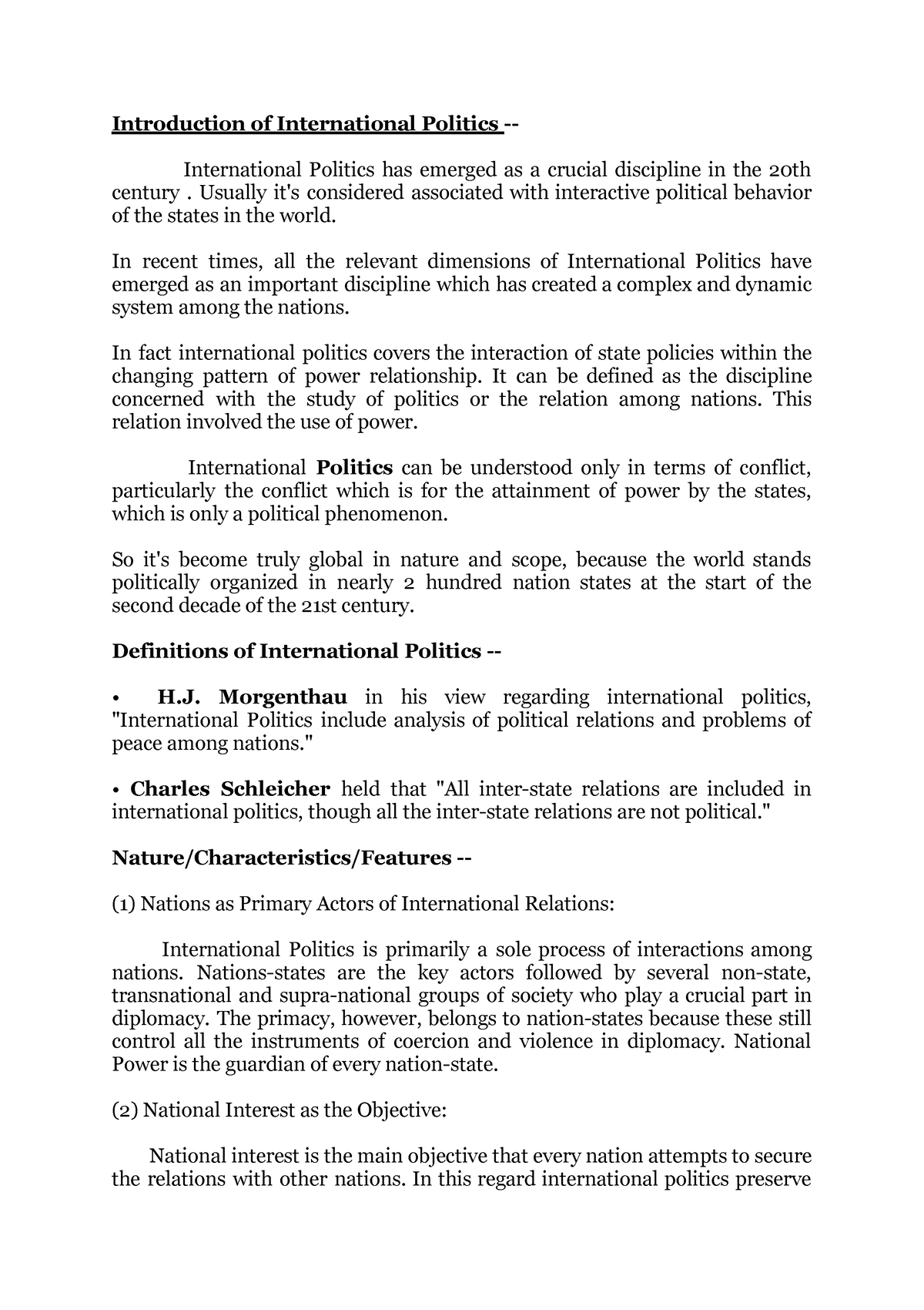 International Politics - Google Docs - Introduction Of International ...