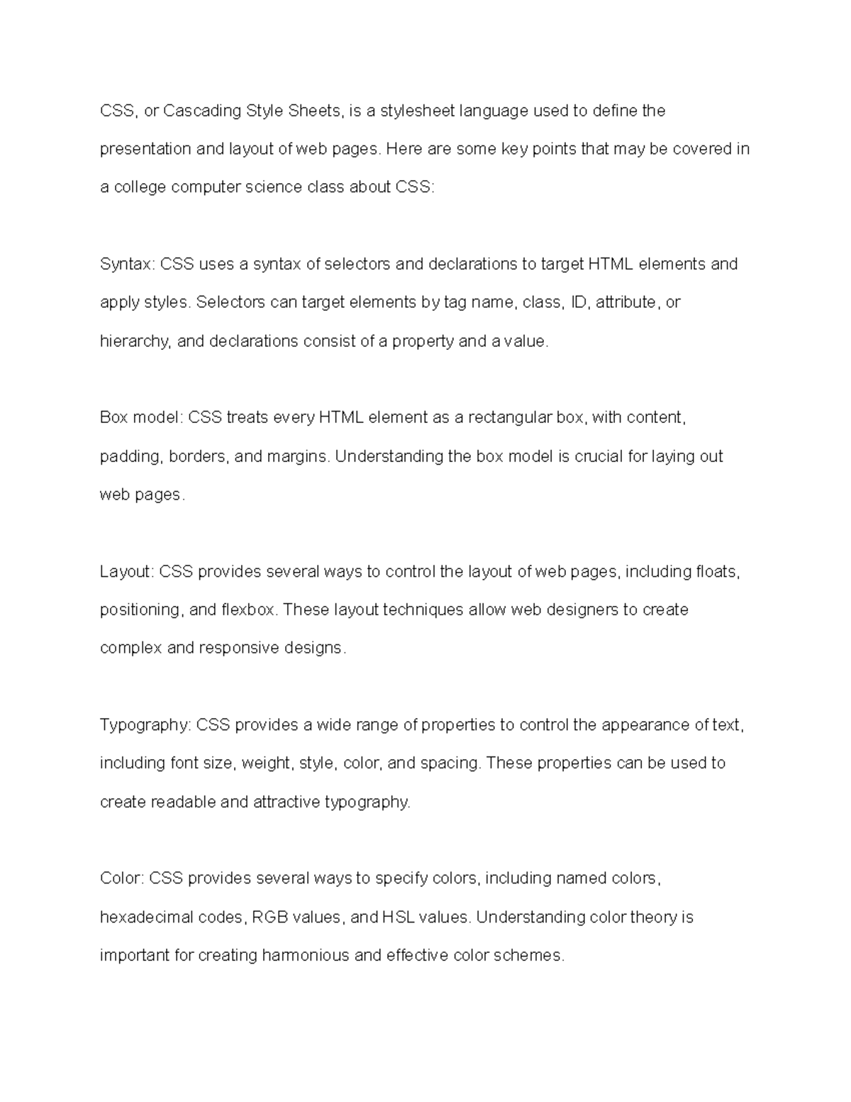 Answer key CSS program - CSS, or Cascading Style Sheets, is a ...