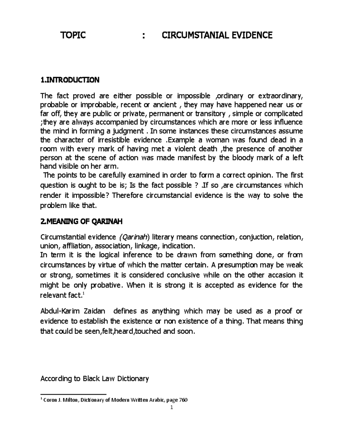 Circumstantial Evidence - TOPIC : CIRCUMSTANIAL EVIDENCE 1 The Fact ...